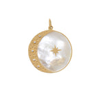 Gold Mother Of Pearl Moon and Star Pendant - 14KT Gold - Monisha Melwani Jewelry 