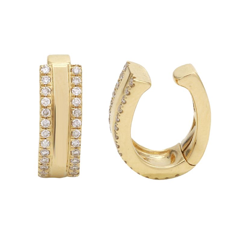 Gold Diamond Bar Cuff Earring - 14KT Gold - Monisha Melwani Jewelry