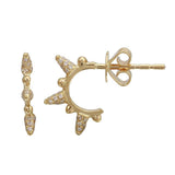 Gold Triple Diamond Spike Stud Earring - 14kt Gold - Monisha Melwani Jewelry