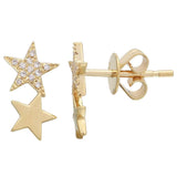 Gold Double Star Diamond Earrings