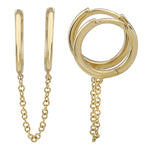 Gold Double Hoop Chain Earring - 14KT Gold - Monisha Melwani Jewelry