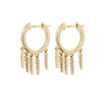 14KT Yellow Gold Diamond 5 Spike Hoop Earrings- Monisha Melwani Jewelry