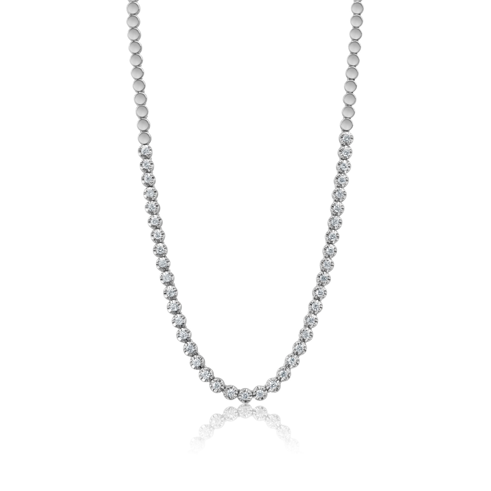 Natural 3.57ct Diamond Half Tennis Necklace 14k White Gold Chain USA Made |  eBay