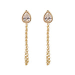 Gold Diamond Pear Chain Drop Earring - 14KT Gold - Monisha Melwani Jewelry
