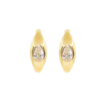 Gold Pear Diamond Medium Hoop Earrings - 14KT Gold - Monisha Melwani Jewelry