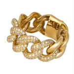 Gold Large Cuban Link Diamond Ring - 14kt Gold - Monisha Melwani Jewelry