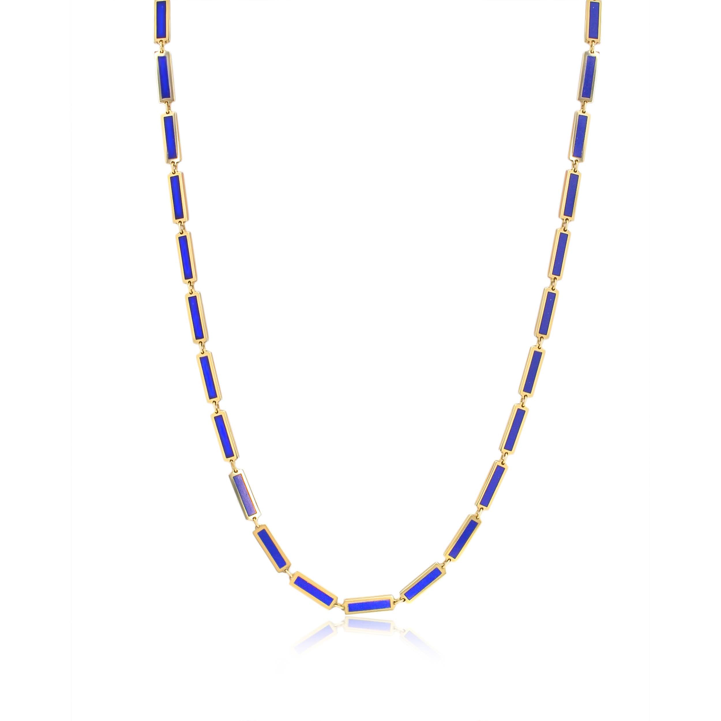 Gold Blue Lapis Rectangle Necklace - 14kt Gold - Monisha Melwani Jewelry