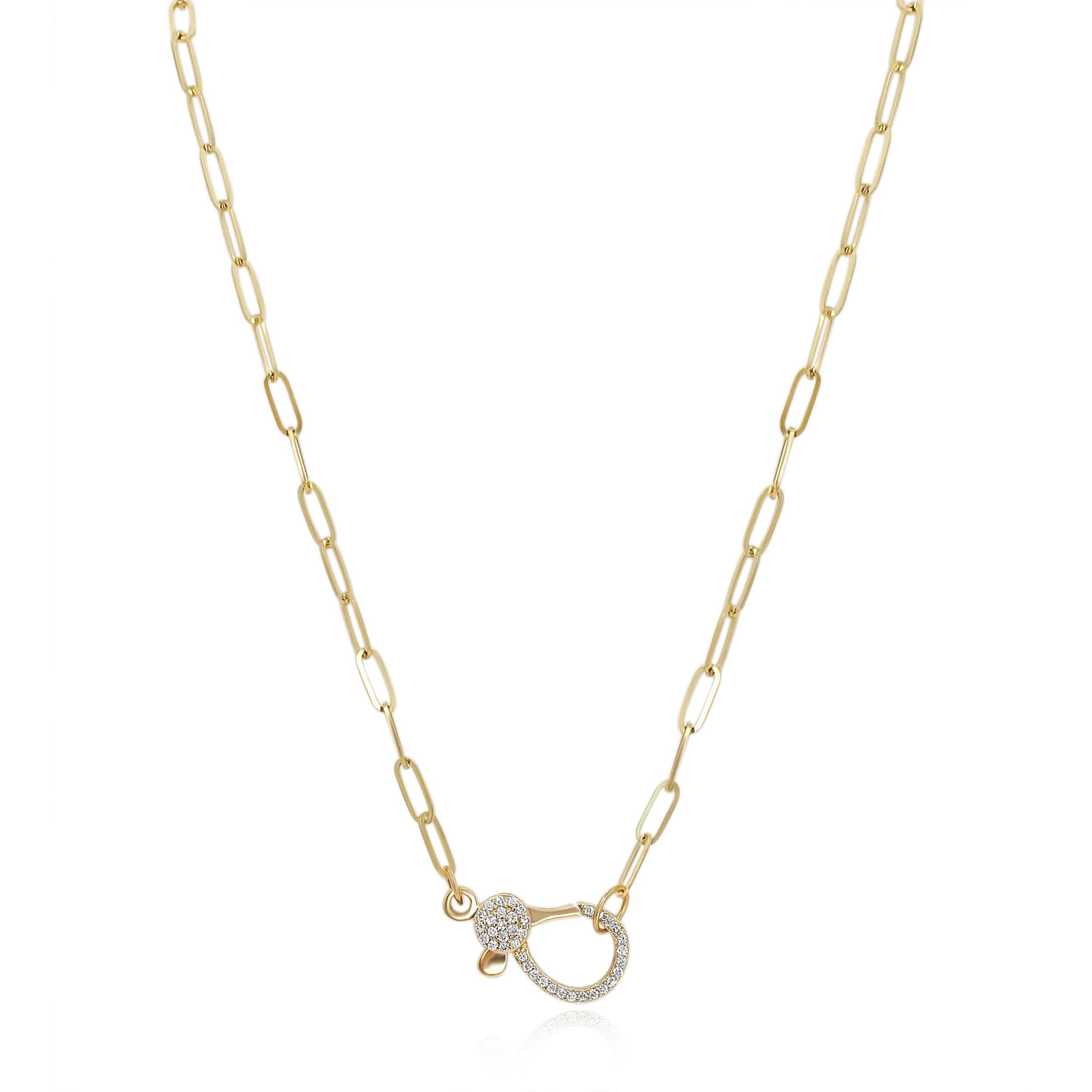 Gold Diamond Clasp Link Necklace - 14kt Gold - Monisha Melwani Jewelry