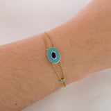 Gold Diamond Turquoise Sapphire Oval Bracelet