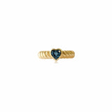 Gold Blue Topaz Heart Twist Ring