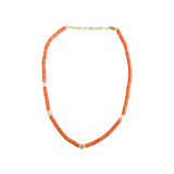 Diamond Pearl Orange Heishi Beaded Necklace