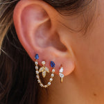 Gold Diamond Bezel Leaf Dangling Earring - 14KT Gold - Monisha Melwani Jewelry