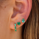 Gold Triple Pear Emerald Hoop Earring - 14KT Gold - Monisha Melwani Jewelry