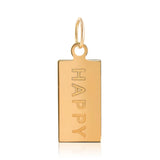 Gold Rectangle Happy Engraved Pendant