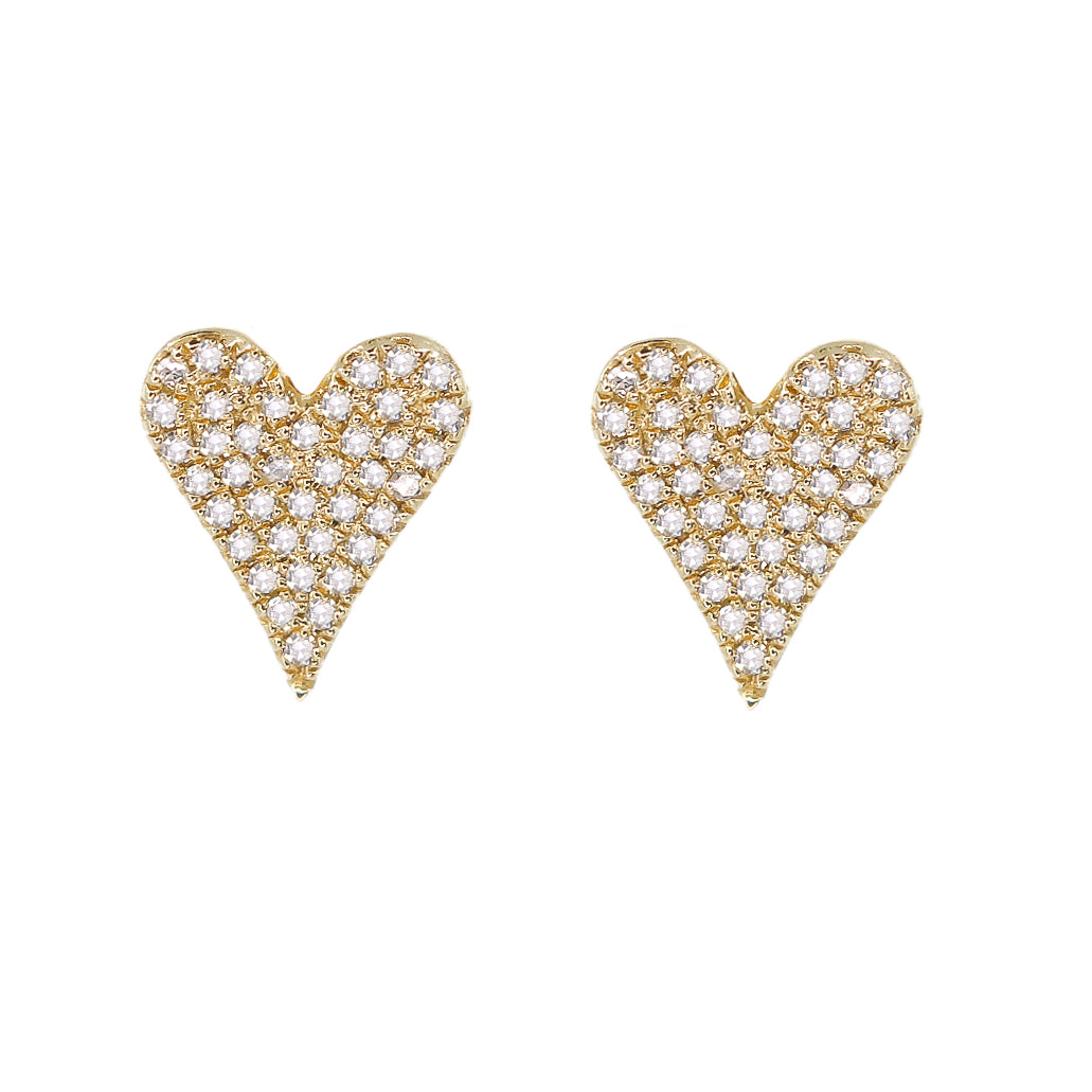 Gold Diamond Pave Heart Earring - 14KT Gold - Monisha Melwani Jewelry