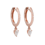 Gold Drop Pear Diamond Hoop Earrings - 14KT Gold - Monisha Melwani Jewelry