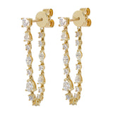 Gold Multi Shape Diamond Drop Earrings - 14KT Gold - Monisha Melwani Jewelry