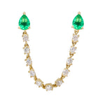 Gold Double Emerald Pear Diamond Loop Earrings- 14kt Gold - Monisha Melwani Jewelry