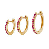 Gold Ruby Hoop Earring - 14KT Gold - Monisha Melwani Jewelry