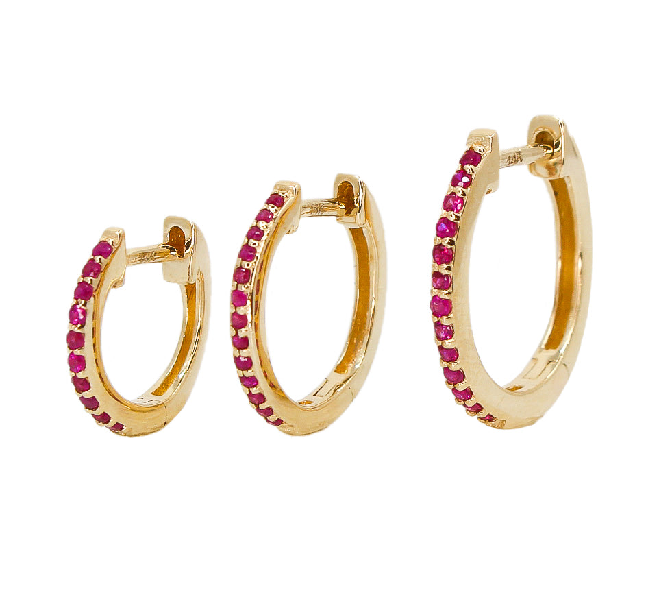 Gold Ruby Hoop Earring - 14KT Gold - Monisha Melwani Jewelry