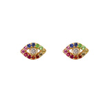 Gold Rainbow Evil Eye Earrings - 14KT Gold - Monisha Melwani Jewelry