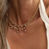 Gold Medium Heart Diamond Ball Necklace