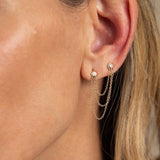 Gold Diamond Bezel Multi Chain Connecting Earring