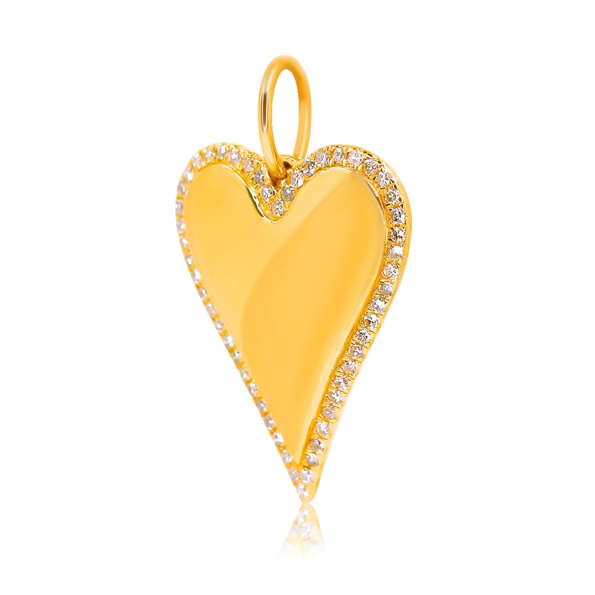 Gold Diamond Rim Heart Pendant - 14kt Gold - Monisha Melwani Jewelry