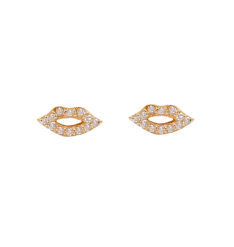 Gold Diamond Lip Earring - 14kt Gold - Monisha Melwani Jewelry