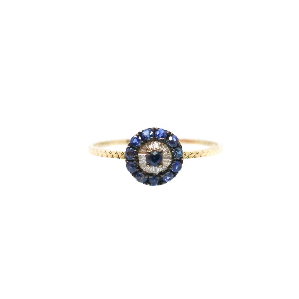 Diamond and Blue Sapphire Evil Eye Ring - 18KT Gold - Monisha Melwani Jewelry