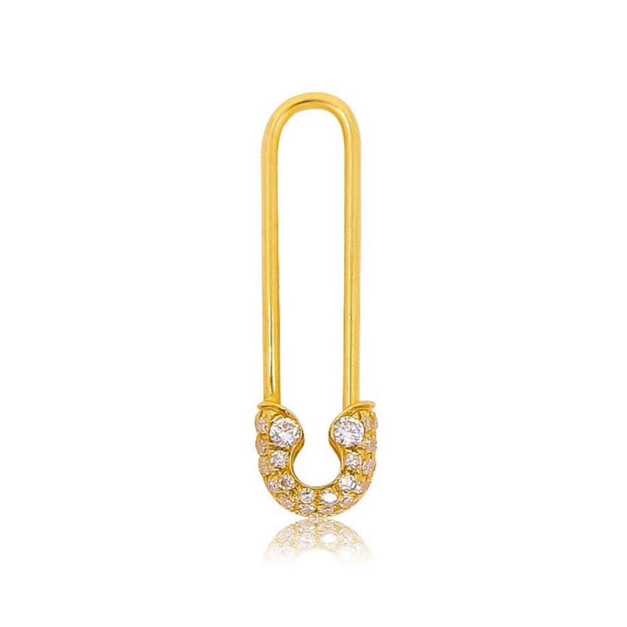 Gold Safety Pin Earring - 14kt Gold - Monisha Melwani Jewelry