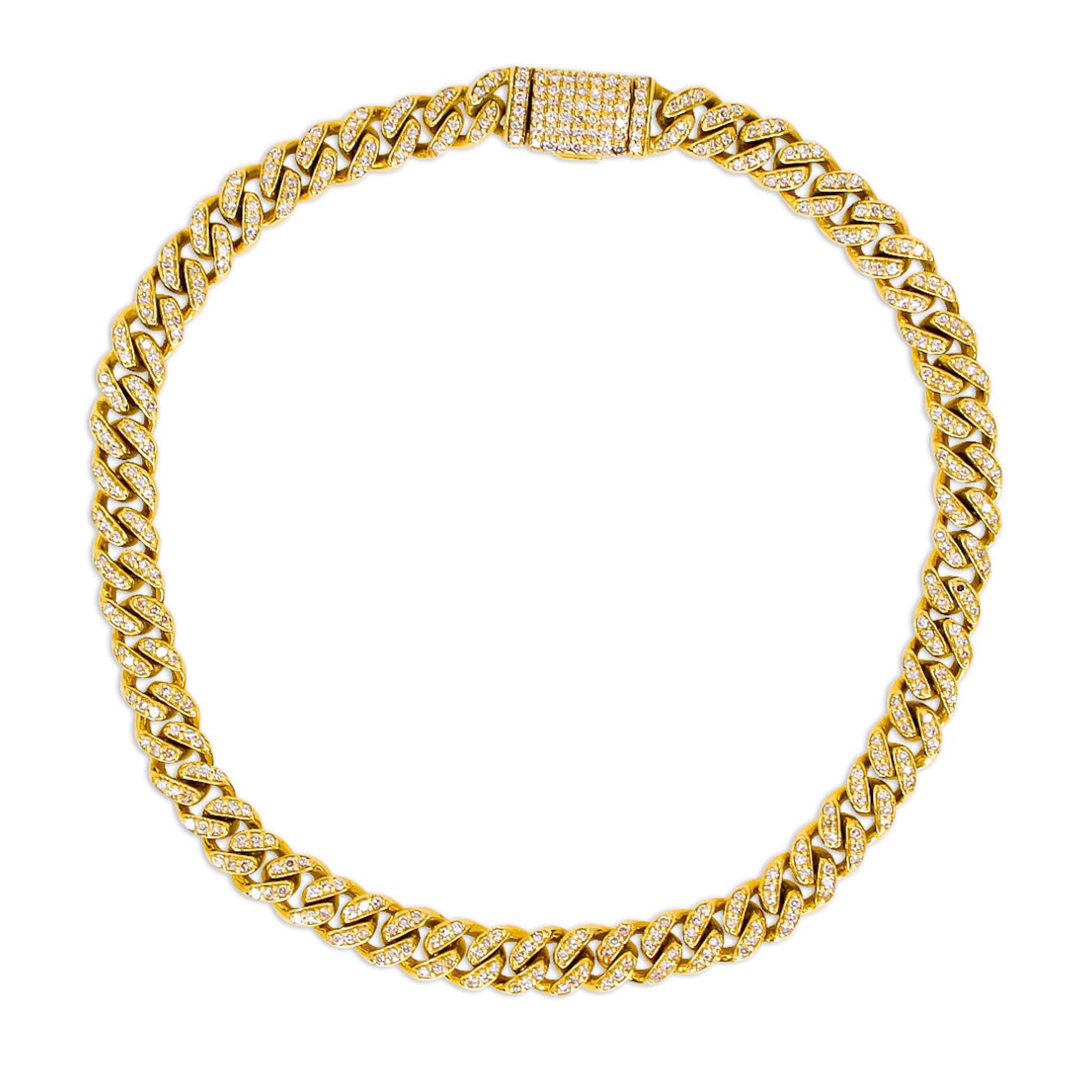 Small Gold Cuban Link Diamond Bracelet - 14kt Gold - Monisha Melwani Jewelry