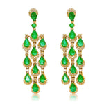Gold Multi Pear Drop Emerald Earring - 14kt Gold - Monisha Melwani Jewelry
