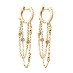 Diamond Gold Chain Hoop Earring - 14KT Gold - Monisha Melwani Jewelry