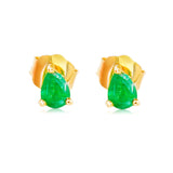 Gold Emerald Pear Prong Earring - 14kt Gold - Monisha Melwani Jewelry