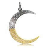 Half White And Gold Crescent Moon Pendant - 14kt Gold - Monisha Melwani Jewelry