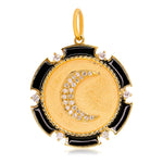 Gold Diamond Black Enamel Moon Pendant - 14kt Gold - Monisha Melwani Jewelry