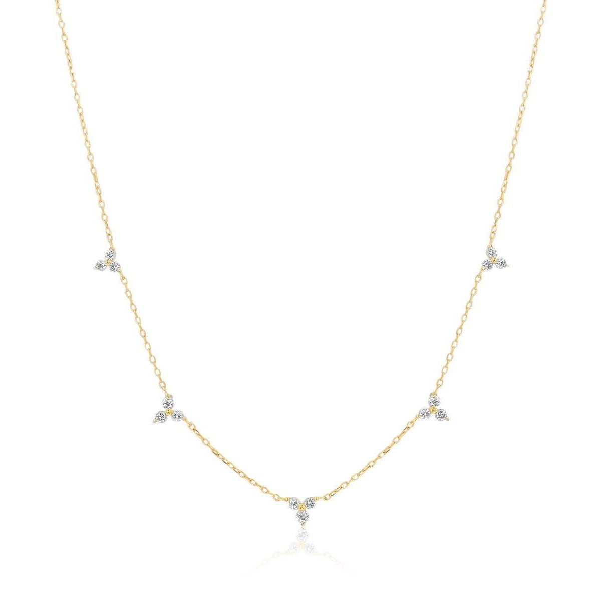 Gold Multi Triple Diamond Necklace - 14kt Gold - Monisha Melwani Jewelry