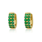 Gold Emerald Mini Hoop Earrings - 14KT Gold - Monisha Melwani Jewelry