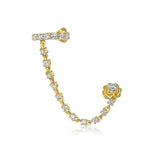 Gold Round Diamond Stud with Diamond Rope Ear Cuff - 14KT Gold - Monisha Melwani Jewelry
