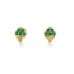 Gold Emerald Mini Mushroom Earring - 14KT Gold - Monisha Melwani Jewelry