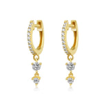 Gold Double Diamond Drop Hoop Earring - 14kt Gold - Monisha Melwani Jewelry