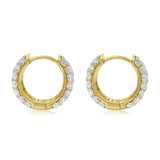 Gold Double Sided Diamond Hoop Earring - 14KT Gold - Monisha Melwani Jewelry