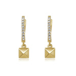 Gold Pyramid Diamond Hoop Earring - 14KT Gold - Monisha Melwani Jewelry