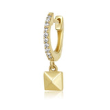Gold Pyramid Diamond Hoop Earring