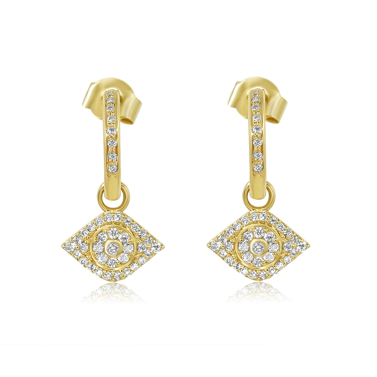 Gold Evil Eye Diamond Hoop Earring - 14KT Gold - Monisha Melwani Jewelry