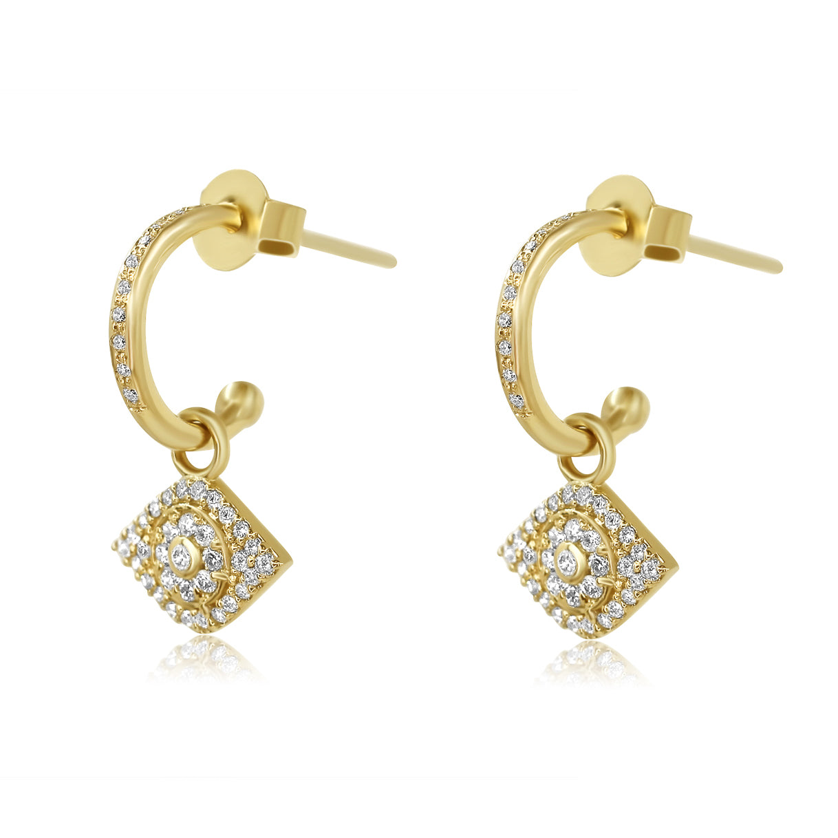 Gold Evil Eye Diamond Hoop Earring - 14KT Gold - Monisha Melwani Jewelry