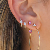 Gold Prong Diamond Pear Hoop Earring