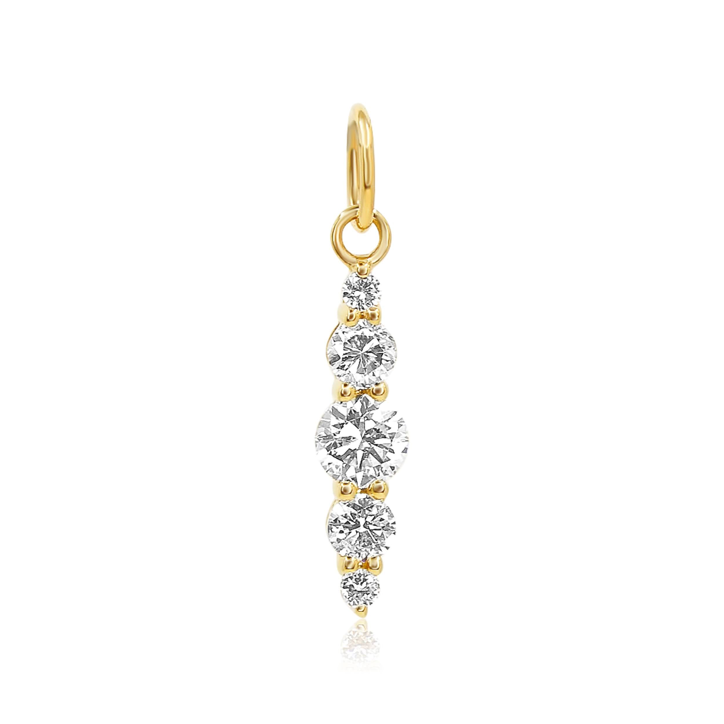 Gold Stacked Diamond Charm - 14kt Gold - Monisha Melwani Jewelry