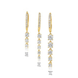 Gold Five Graduated Prong Diamond Hoop Earrings